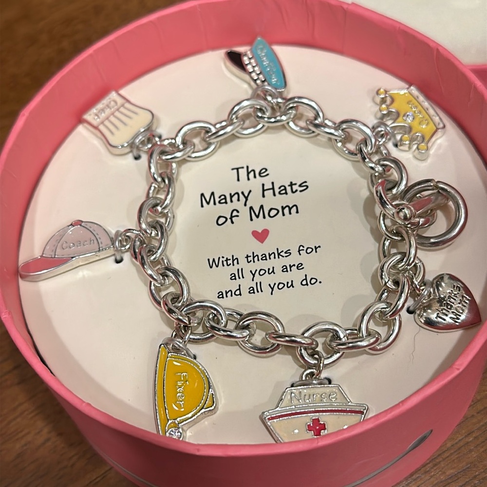 COPY - Hallmark the many Hats of Mom charm Bracelet silver tone chef nurse coach